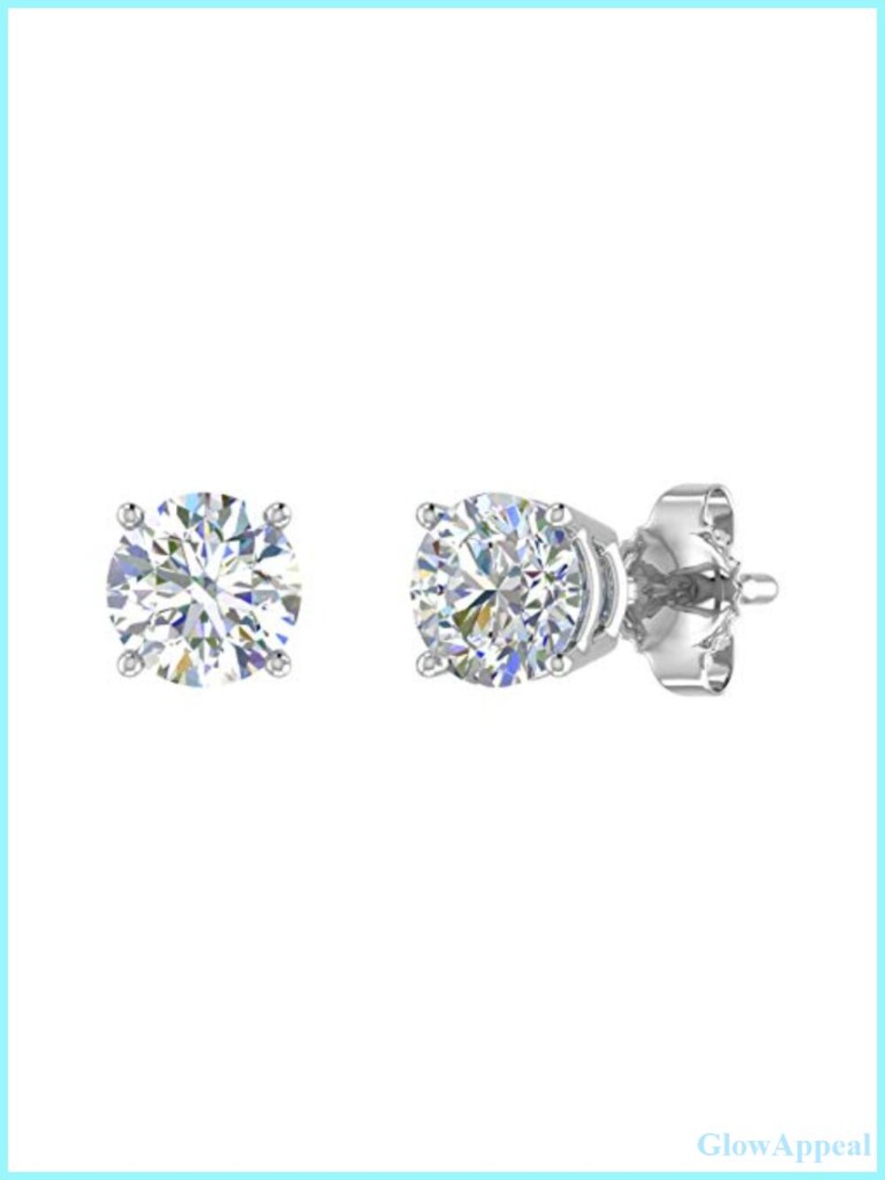 1 Carat Diamond Stud Earrings 14K White Gold 4-Prong Solitaire